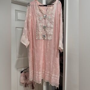 Elegant Pink Embroidered shirt and dupatta
